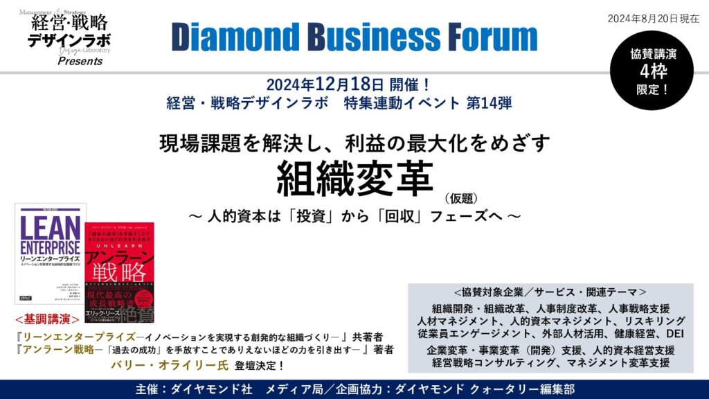 【協賛ウェビナー】現場課題を解決し、利益の最大化をめざす「組織変革 」～ 人的資本は「投資」から「回収」フェーズへ～