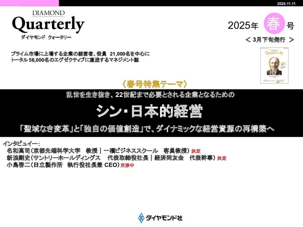 【2025春号特集】シン・日本的経営  ～「聖域なき変革」と「独自の価値創造」で、ダイナミックな経営資源の再構築へ