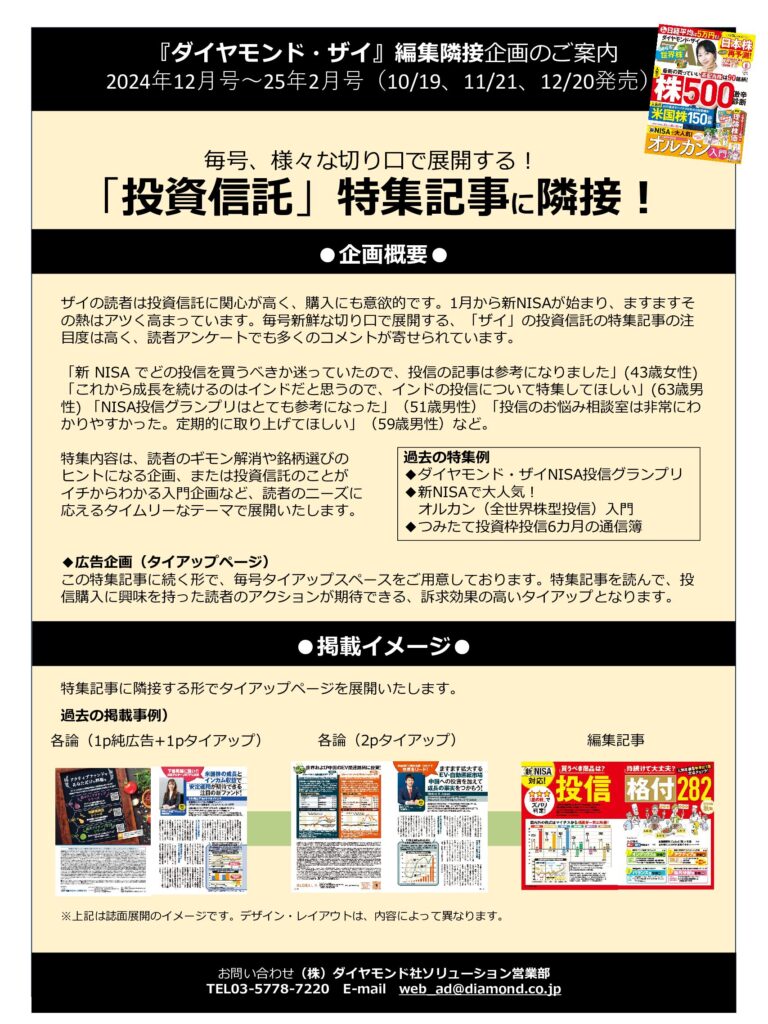 【編集隣接企画】様々な切り口で展開する！投資信託特集記事に隣接！