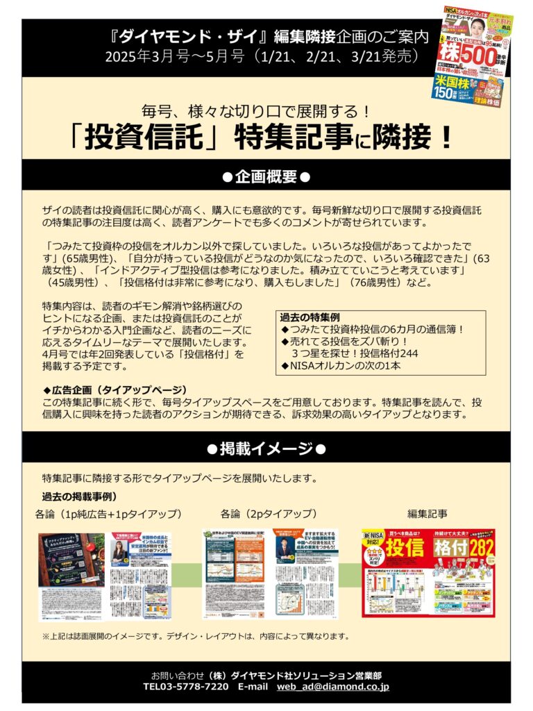 【編集隣接企画】毎号、様々な切り口で展開する！投資信託特集